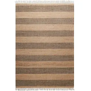Green Loop Tapis plat tissé main à franges rayé brique et brun 160x230 pas cher