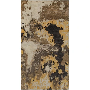 Esprit Tapis design pure laine et viscose tons de bruns à relief 50x80 pas cher