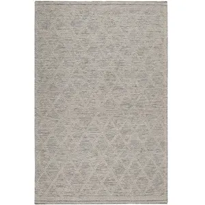 Esprit Tapis tissé main pure laine et coton mélangé noir et blanc 80x150 pas cher