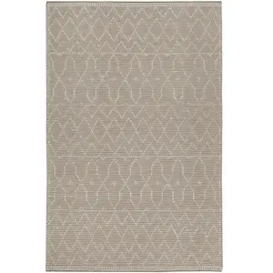 Esprit Tapis tissé main blanc beige à bouclette pure laine et coton 160x230 pas cher