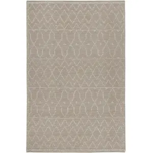 Esprit Tapis tissé main blanc beige à bouclette pure laine et coton 110x170 pas cher