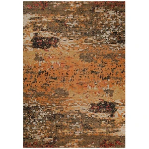 Esprit Tapis design pure laine et viscose tons de brique à relief 200x300 pas cher