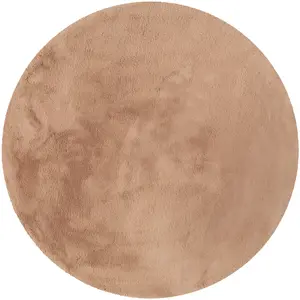 Esprit Tapis rond imitation fourrure lapin doux tufté rose poudré  100 pas cher