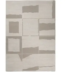 Wecon Home Tapis design à motifs géométriques et relief tons de beige 160x230 pas cher