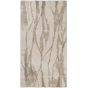 Wecon Home Tapis design inspiration nature à relief tons de beige 80x150 pas cher