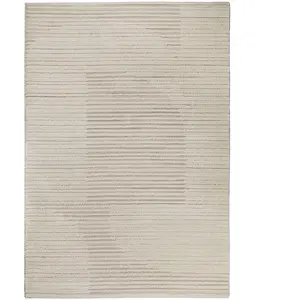 Wecon Home Tapis design à rayures et relief tons de beige 160x230 pas cher