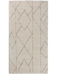 Wecon Home Tapis design à rayures et relief tons de beige 80x150 pas cher