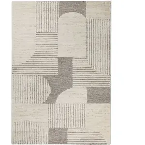 Wecon Home Tapis design à motif losanges et relief tons de beige 160x230 pas cher