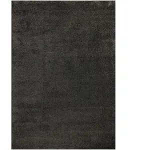 Wecon Home Tapis uni poils ras anthracite belle densité 160x230 pas cher