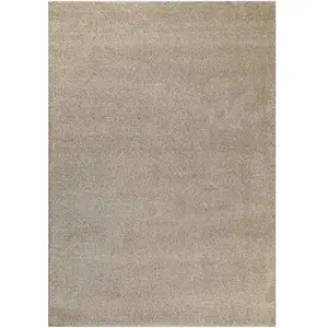 Wecon Home Tapis uni poils ras beige sable belle densité 160x230