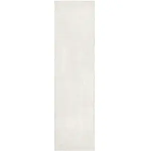 Wecon Home Tapis uni poils ras beige ivoire belle densité 80x400 pas cher