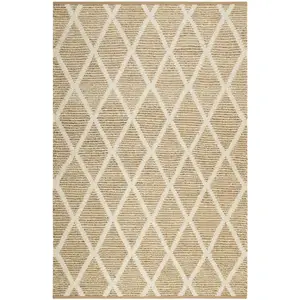 Green Loop Tapis plat tissé main jute et laine vierge motif losange 160x230