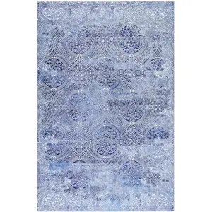 Wecon Home Tapis plat motif cachemire tons de bleus 120x170