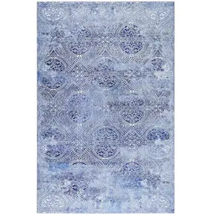 Wecon Home Tapis plat motif cachemire tons de bleus 130x190 pas cher
