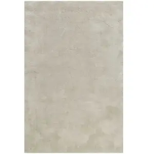 Wecon Home Tapis poils longs douces microfibre gris beige 130x190 pas cher
