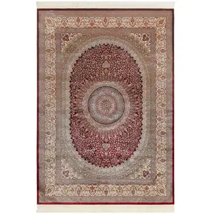 Wecon Home Tapis tissé fin vintage rouge de très grande qualité soyeux 140x80