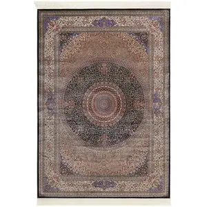 Wecon Home Tapis tissé fin soyeux vintage bleu de très grande qualité 140x80