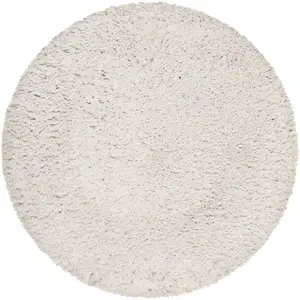 Esprit Tapis rond uni blanc beige 100% de matière recyclée 120 rd. pas cher