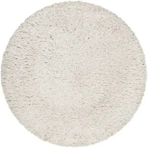 Esprit Tapis rond uni blanc beige 100% de matière recyclée 200 rd. pas cher