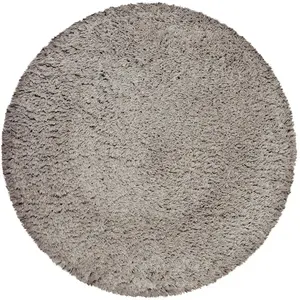 Esprit Tapis rond uni beige taupe 100% de matière recyclée 120 rd. pas cher
