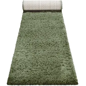 Esprit Tapis de couloir uni vert olive 100% de matière recyclée 80x300 pas cher