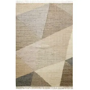Green Loop Tapis tissé main jute et coton brun beige gris 80x150 pas cher