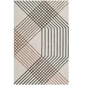 Esprit Tapis fait main motif rayures design beige 140x200 pas cher