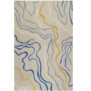 Esprit Tapis fait main motif abstrait beige 70x140 pas cher