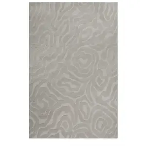 Esprit Tapis fait main motif abstrait et relief taupe 70x140 pas cher