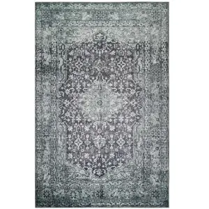 Wecon Home Tapis plat vintage effet usé vert et gris 240x340