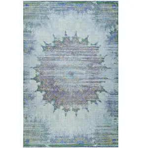 Wecon Home Tapis plat motif oriental vintage bleu 140x200