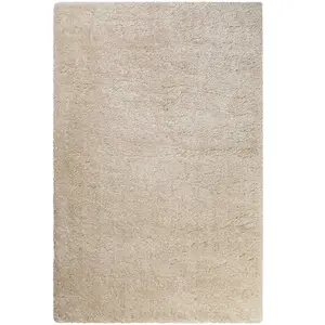 Homie Living Tapis uni très doux à mèches très hautes et denses beige 200x133 pas cher