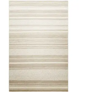 Green Loop Tapis salon noué main 100% laine naturelle sable/crème 130x190 pas cher