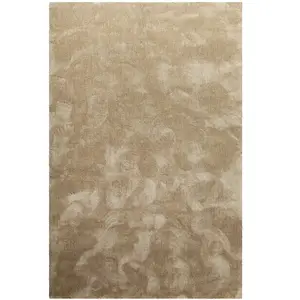 Homie Living Tapis en microfibre doux et dense brun-beige chiné  160x230 pas cher