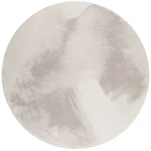 Esprit Tapis imitation fourrure lapin doux gris clair rond D100 pas cher