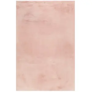 Esprit Tapis uni design en polyester rose 200x200 pas cher