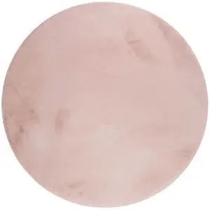 Esprit Tapis imitation fourrure lapin doux tufté rose rond Ø100 pas cher