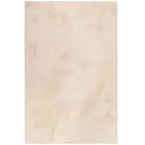 Esprit Tapis uni design en polyester beige 200x200 pas cher