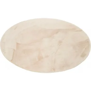 Rugs Direct Tapis imitation fourrure lapin doux tufté gris-beige salon rond D150 pas cher
