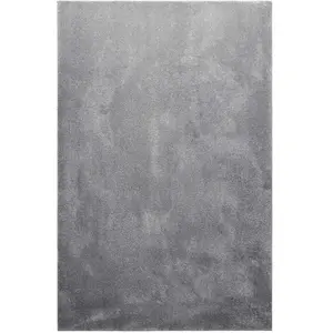 Homie Living Tapis tissé velours ras gris uni 160x230