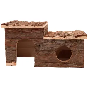 zooplus Exclusive Maisonnette en rondins avec terrasse pour rongeur L 43 x l 28 x H 22 cm pas cher