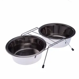 zooplus Exclusive Porte-gamelles (2 x 350 mL) avec deux écuelles en inox - 13 cm de diamètreVendu parzooplus