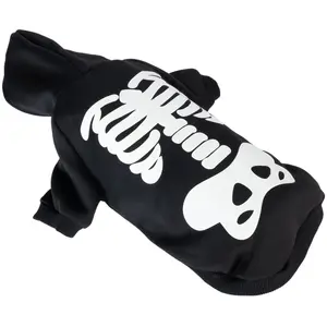 TIAKI Sweat à capuche squelette qui brille dans le noir - taille S env. 30cm longueur du dos du chien pas cher