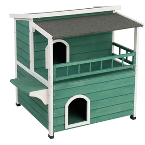zooplus Exclusive Maisonnette à marquise L 91,5 x l 71 x H 82 cm vert / blanc - pour chatVendu parzooplus