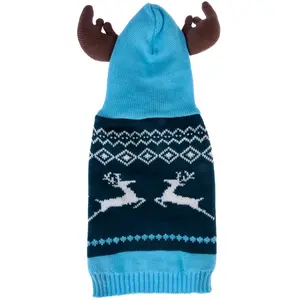 Sweat à capuche motif rennes TIAKI pour chien - taille L : longueur du dos 45 cm pas cher