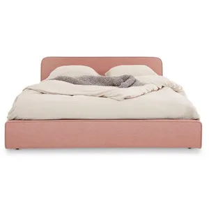 Idimex Lit double en tissu rose rembourré, avec sommier, 140 x 190 cm