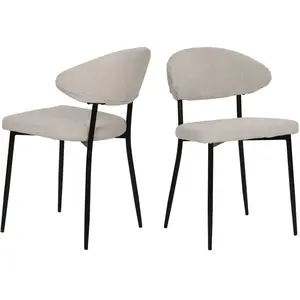 Mobel - Sit - Lot de 2 chaises Sit&Chairs revêtement beige, pieds noirs mats - 56x53x82cm OS pas cher