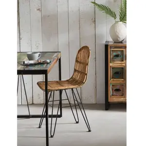 Mobel - Chaise Rattan marron/noir - 50x60x84.5 cm OS
