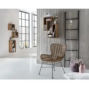 Mobel - Chaise Rattan marron/noir - 60x70x88 cm OS pas cher