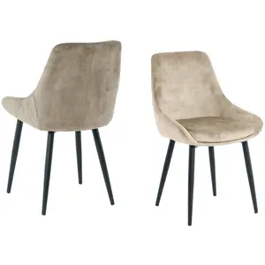 Mobel - Sit - Lot de 2 chaises housse beige, pieds noirs - 48x57x84cm OS pas cher